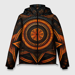 Куртка зимняя мужская Орнамент в африканском стиле на тёмном фоне, цвет: 3D-светло-серый