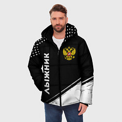 Куртка зимняя мужская Лыжник из России и герб РФ вертикально, цвет: 3D-черный — фото 2