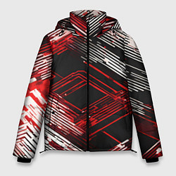 Мужская зимняя куртка Киберпанк линии белые и красные
