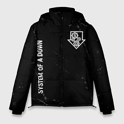 Куртка зимняя мужская System of a Down glitch на темном фоне вертикально, цвет: 3D-черный