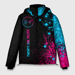 Куртка зимняя мужская Twenty One Pilots - neon gradient по-вертикали, цвет: 3D-черный