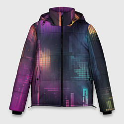 Куртка зимняя мужская Цветные пиксели retro, цвет: 3D-светло-серый