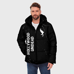 Куртка зимняя мужская Hollywood Undead glitch на темном фоне вертикально, цвет: 3D-черный — фото 2