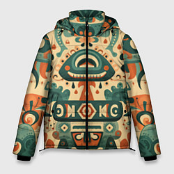 Мужская зимняя куртка Абстрактный узор в мексиканском фолк-арт стиле