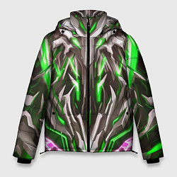 Куртка зимняя мужская Зелёная киберпанк броня, цвет: 3D-красный