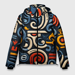 Мужская зимняя куртка Абстрактный цветной паттерн в славянском стиле