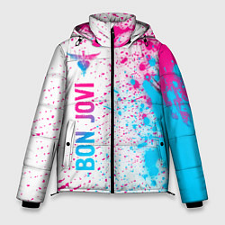 Куртка зимняя мужская Bon Jovi neon gradient style по-вертикали, цвет: 3D-черный