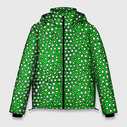 Куртка зимняя мужская Белые пузырьки на зелёном фоне, цвет: 3D-красный