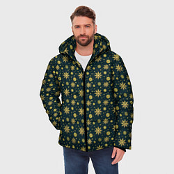 Куртка зимняя мужская Декоративные снежинки с золотым блеском, цвет: 3D-черный — фото 2