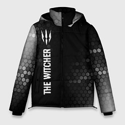 Куртка зимняя мужская The Witcher glitch на темном фоне по-вертикали, цвет: 3D-черный