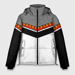 Куртка зимняя мужская Углы и треугольники: оранжевый и красный, цвет: 3D-светло-серый
