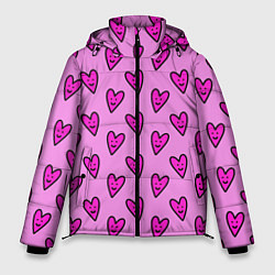 Мужская зимняя куртка Розовые сердечки каракули