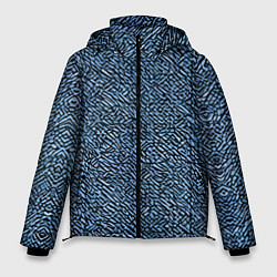 Куртка зимняя мужская Чёрные и синие мазки, цвет: 3D-черный