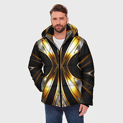 Куртка зимняя мужская Неоновый узор стальная бабочка, цвет: 3D-красный — фото 2