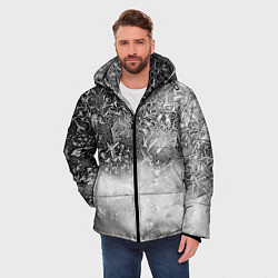 Куртка зимняя мужская Серый лёд и снежинки, цвет: 3D-светло-серый — фото 2