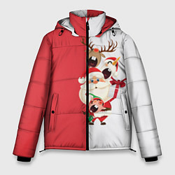 Куртка зимняя мужская Новогодние персонажи, цвет: 3D-черный