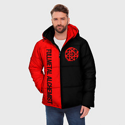 Куртка зимняя мужская Стальной алхимик - красная печать Альфонс, цвет: 3D-черный — фото 2