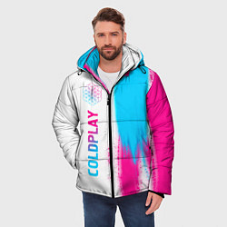 Куртка зимняя мужская Coldplay neon gradient style по-вертикали, цвет: 3D-черный — фото 2