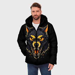 Куртка зимняя мужская Волк чёрный хищник, цвет: 3D-черный — фото 2