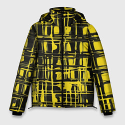 Мужская зимняя куртка Смазанная краска чёрная и жёлтая