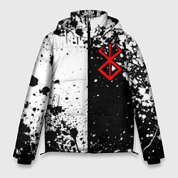 Куртка зимняя мужская Берсерк знак жертвы - черно-белые брызги, цвет: 3D-светло-серый