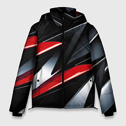 Куртка зимняя мужская Red black abstract, цвет: 3D-красный