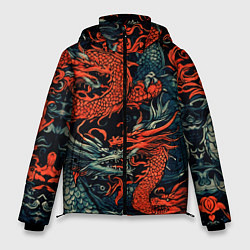 Мужская зимняя куртка Красный и серый дракон