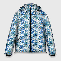 Мужская зимняя куртка Полевые голубые цветы паттерн