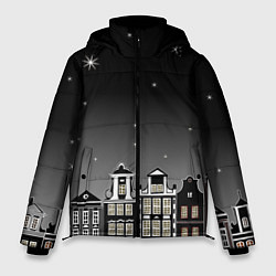 Мужская зимняя куртка Ночной город и звездное небо