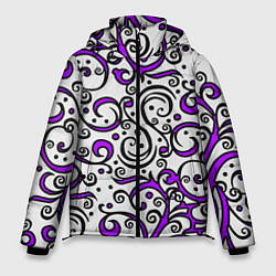 Куртка зимняя мужская Фиолетовые кружевные узоры, цвет: 3D-красный
