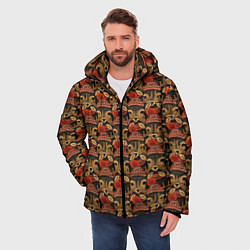 Куртка зимняя мужская Паттерн с оленями, цвет: 3D-красный — фото 2
