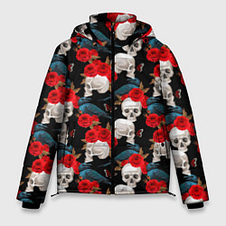 Куртка зимняя мужская Skull in roses, цвет: 3D-черный