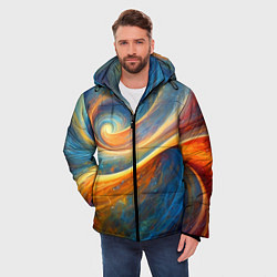 Куртка зимняя мужская Космические завихрения, цвет: 3D-черный — фото 2