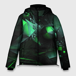 Куртка зимняя мужская Геометрическая текстурная зеленая абстракция, цвет: 3D-светло-серый