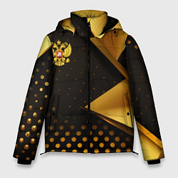 Куртка зимняя мужская Герб России на золотистой абстракции, цвет: 3D-красный