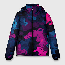 Куртка зимняя мужская Синий и фиолетовый абстрактный камуфляж, цвет: 3D-красный