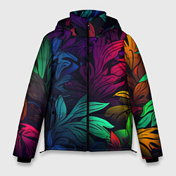 Куртка зимняя мужская Яркие абстрактные листья, цвет: 3D-светло-серый
