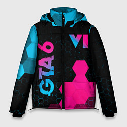 Куртка зимняя мужская GTA 6 - neon gradient вертикально, цвет: 3D-черный