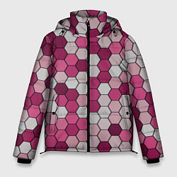 Куртка зимняя мужская Камуфляж гексагон розовый, цвет: 3D-черный