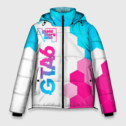 Куртка зимняя мужская GTA6 neon gradient style по-вертикали, цвет: 3D-черный