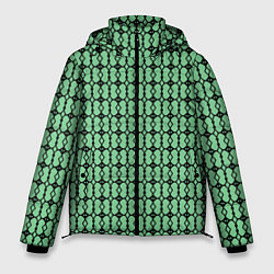 Куртка зимняя мужская Чёрные узоры на зелёном, цвет: 3D-светло-серый