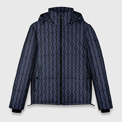 Куртка зимняя мужская Чёрный узор на серо-синем, цвет: 3D-черный