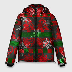 Куртка зимняя мужская Рождественские узоры ёлки и снежинки, цвет: 3D-светло-серый