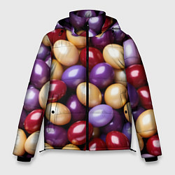 Куртка зимняя мужская Красные и фиолетовые пасхальные яйца, цвет: 3D-светло-серый