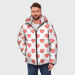 Куртка зимняя мужская Розовые сердца фон, цвет: 3D-черный — фото 2