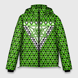 Куртка зимняя мужская Зелёные и чёрные треугольники, цвет: 3D-черный