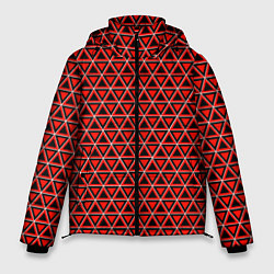 Куртка зимняя мужская Красные и чёрные треугольники, цвет: 3D-красный