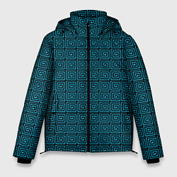 Куртка зимняя мужская Квадратный спирали синий, цвет: 3D-черный
