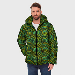 Куртка зимняя мужская Салатовый витражный паттерн, цвет: 3D-черный — фото 2