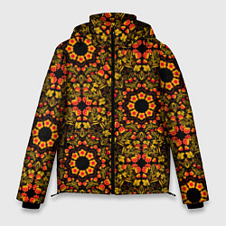 Мужская зимняя куртка Хохломская роспись круги из цветов и ягод